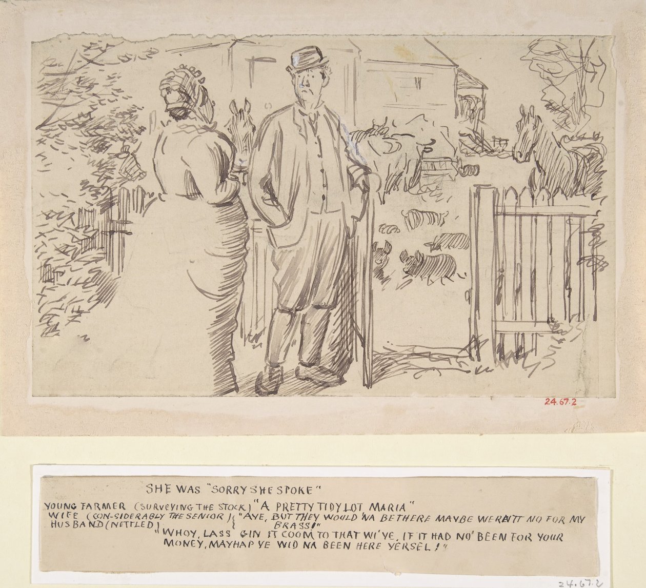 Ela estava arrependida de ter falado, 1870-1891. de Charles Samuel Keene