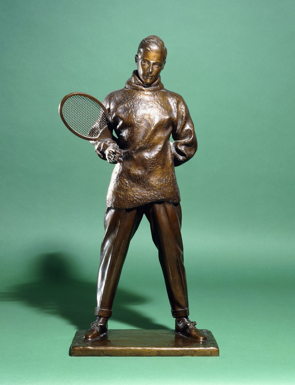 Uma figura de bronze de Sua Alteza Real o Príncipe de Gales, mais tarde Eduardo VIII, vestido para o tênis, por volta de 1920-1930 de Charles Sergeant Jagger