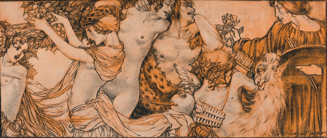Uma ilustração do Rubaiyat de Omar Khayyam, século c20th 1914-1915 de Charles Sergeant Jagger