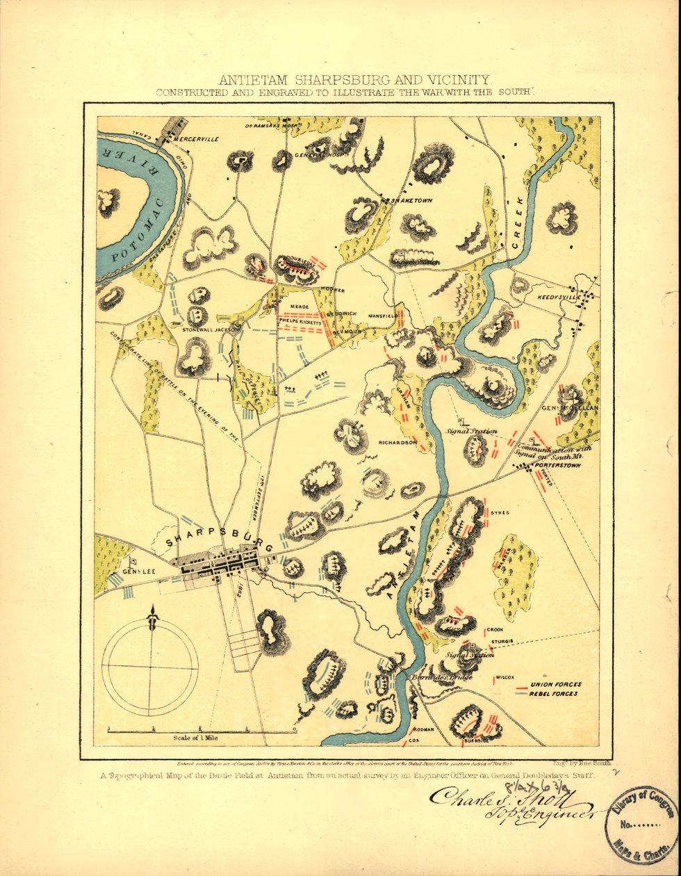 Antietam Sharpsburg e arredores. Construído e gravado para ilustrar "A guerra com o Sul" LOC 99447381 de Charles Sholl