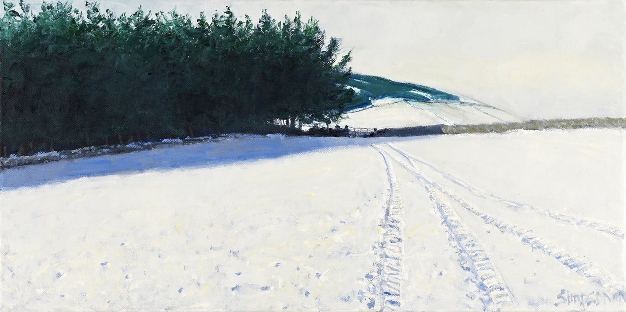 Árvores escuras e neve, 2011 (óleo sobre tela) de Charles Simpson