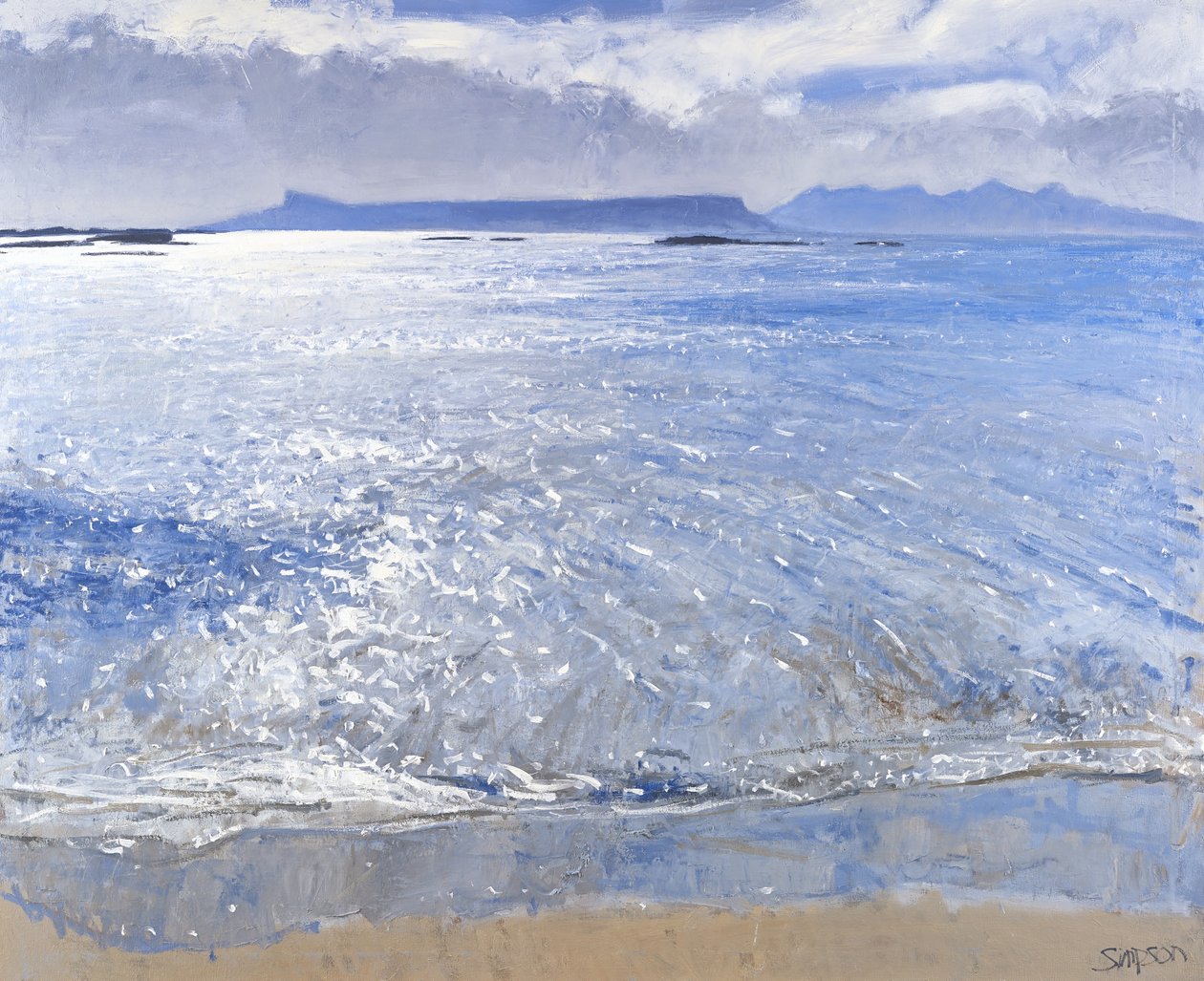 Fim de tarde, Eigg e Rum, 2013 (óleo sobre tela) de Charles Simpson