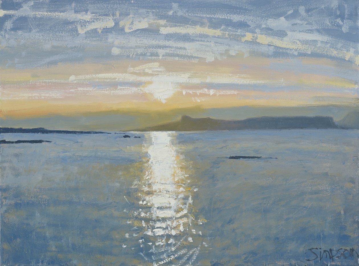 Mar ao pôr do sol, 2013 (óleo sobre tela) de Charles Simpson