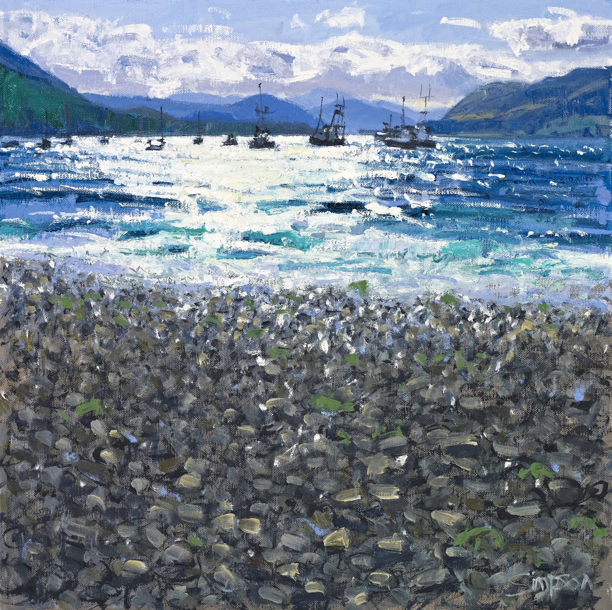Ullapool Shore, 2011 (óleo sobre tela) de Charles Simpson