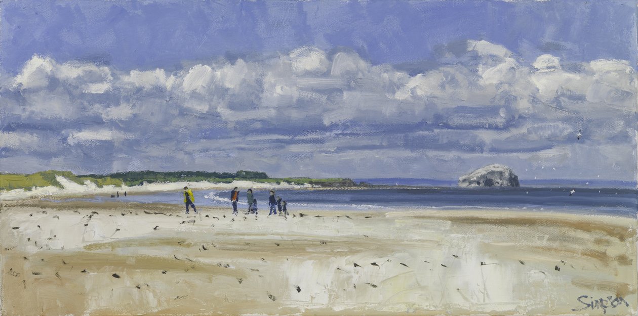 Andorinhas e Alcatrazes, Bass Rock, 2016 (óleo sobre tela) de Charles Simpson
