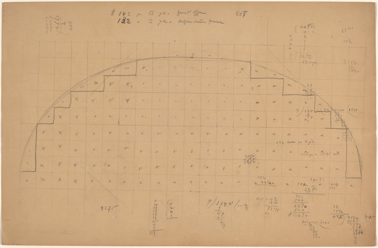 Diagrama de uma Lunette [verso] de Charles Sprague Pearce