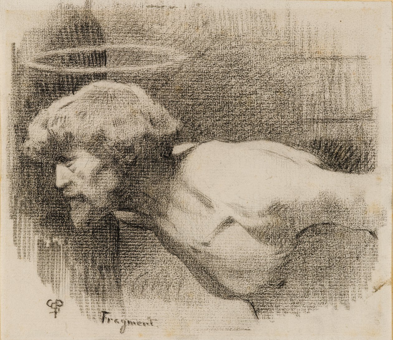 Estudo para a decapitação de São João Batista, c.1881 (carvão sobre papel creme grosso) de Charles Sprague Pearce