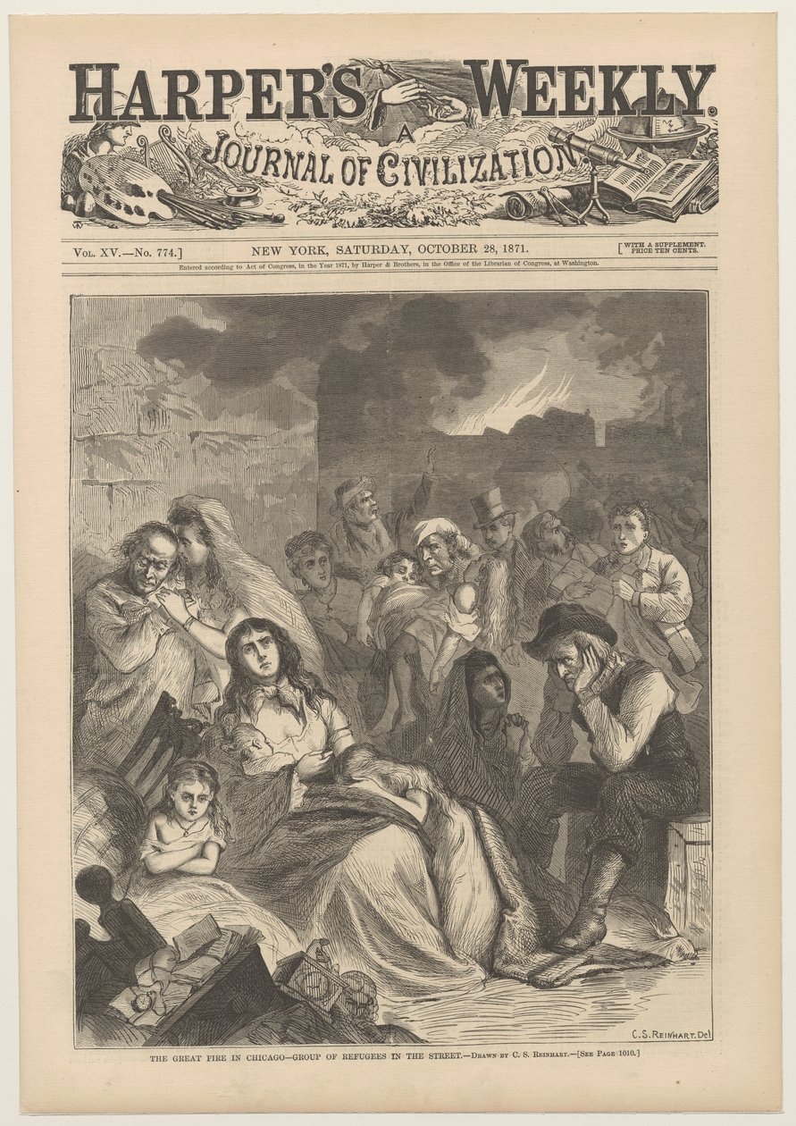 Capa de Harpers Weekly, 28 de outubro de 1871 de Charles Stanley Reinhart