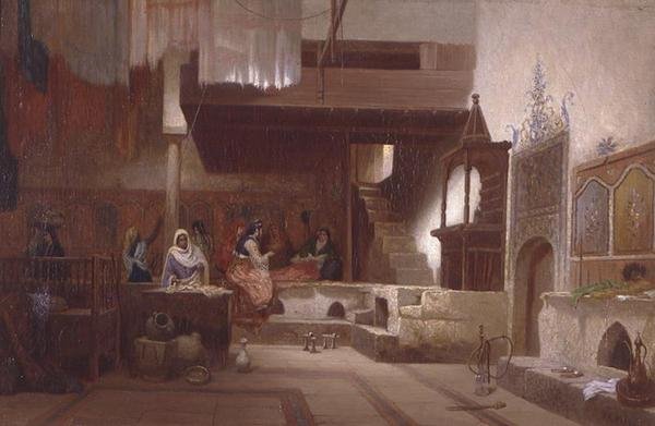 O Hammam (óleo sobre tela) de Charles Theodore  Frere