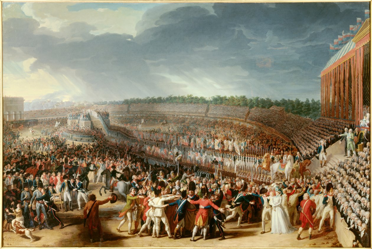 Revolução Francesa: "a festa da Federação a 14 de Julho de 1790 no Champ de Mars" Pintura de Charles Thevenin (1764-1838) 1790 Sun. 1,27x1,83 m Paris, Musee Carnavalet de Charles Thevenin