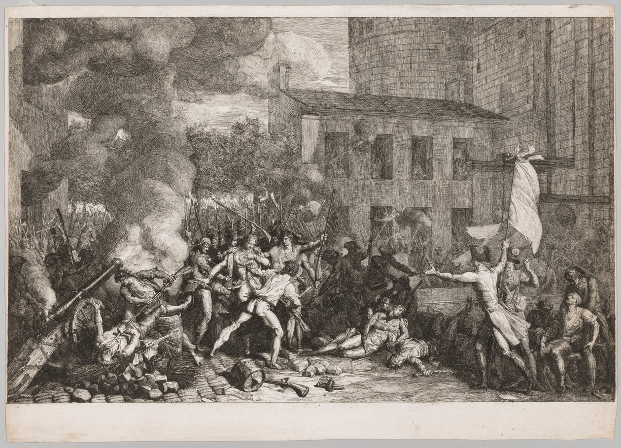 A Tomada da Bastilha, 14 de julho de 1789, 1790. de Charles Thevenin