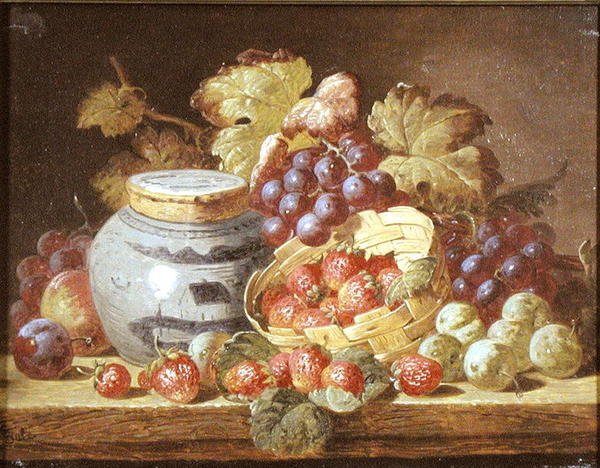 Natureza Morta com Fruta e uma Frasco de Gengibre (óleo sobre tela) de Charles Thomas Bale