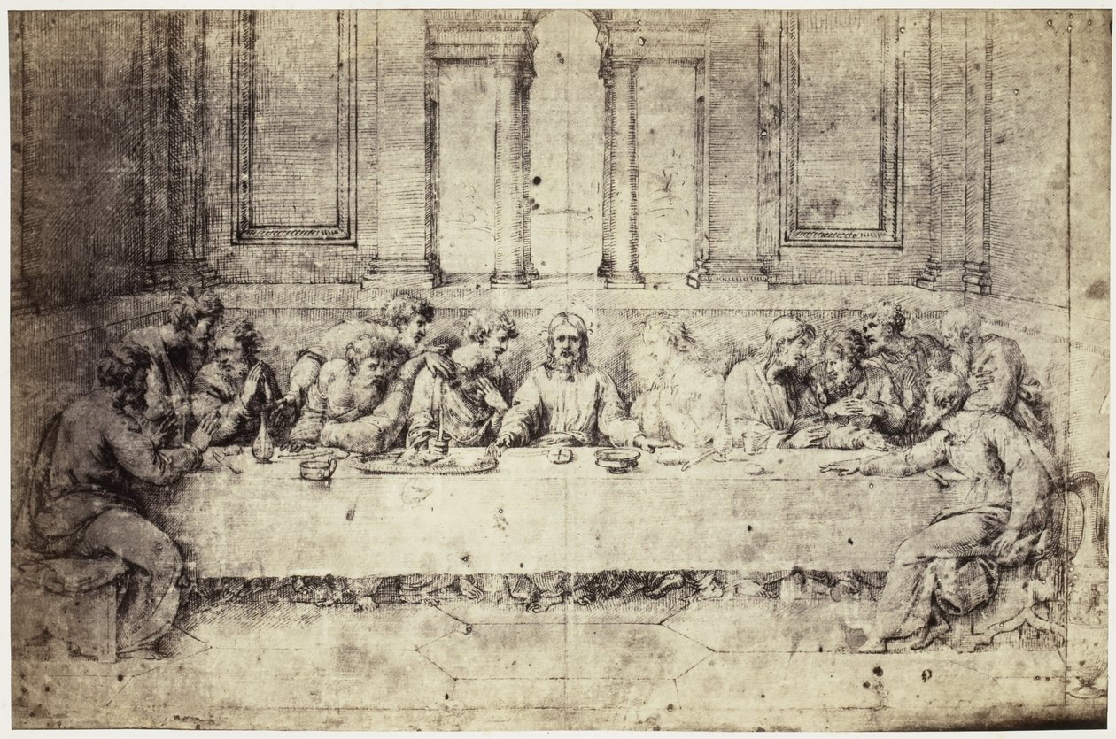 Reprodução fotográfica de um desenho de Rafael, A Última Ceia de Charles Thurston Thompson