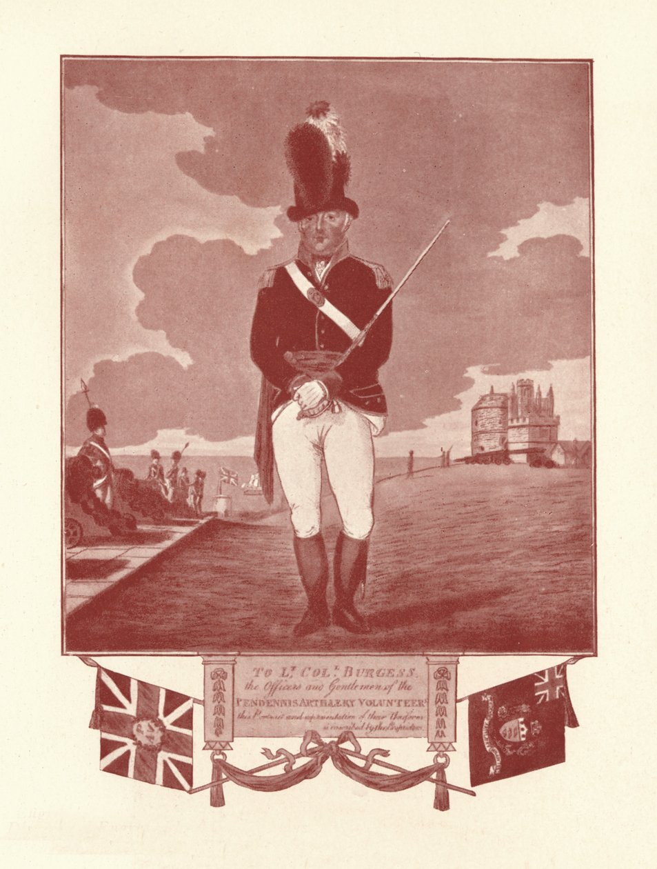 Representação de retrato de uniforme inscrito pelo proprietário, 1780-1820, 1909 de Charles Tomkins