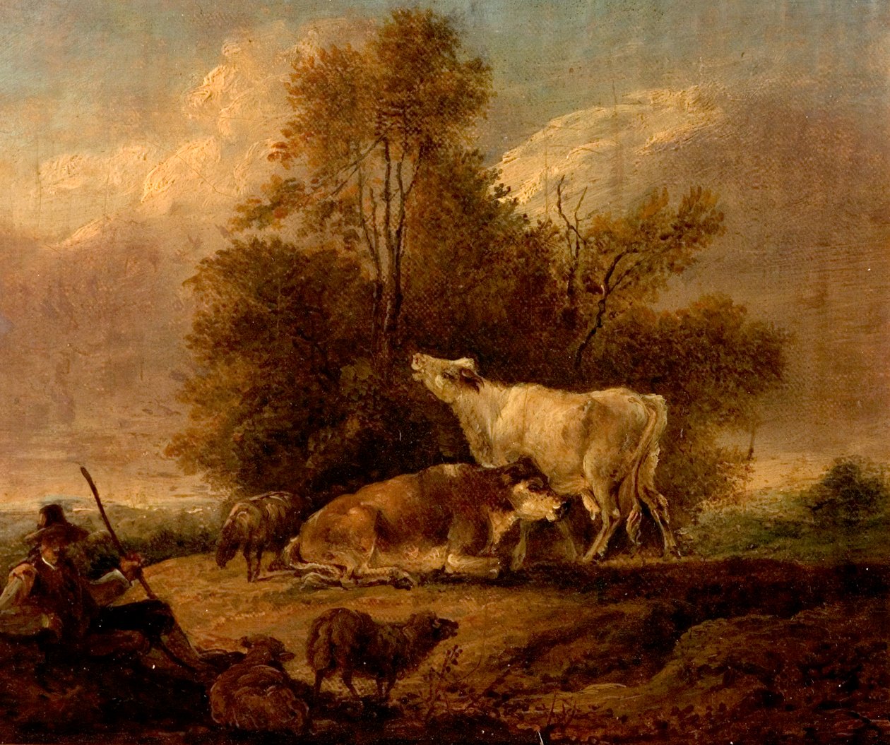 Paisagem, com, boiada, e, figuras de Charles Towne
