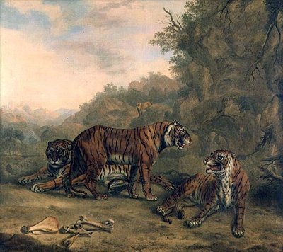 Tigres em uma paisagem arborizada de Charles Towne