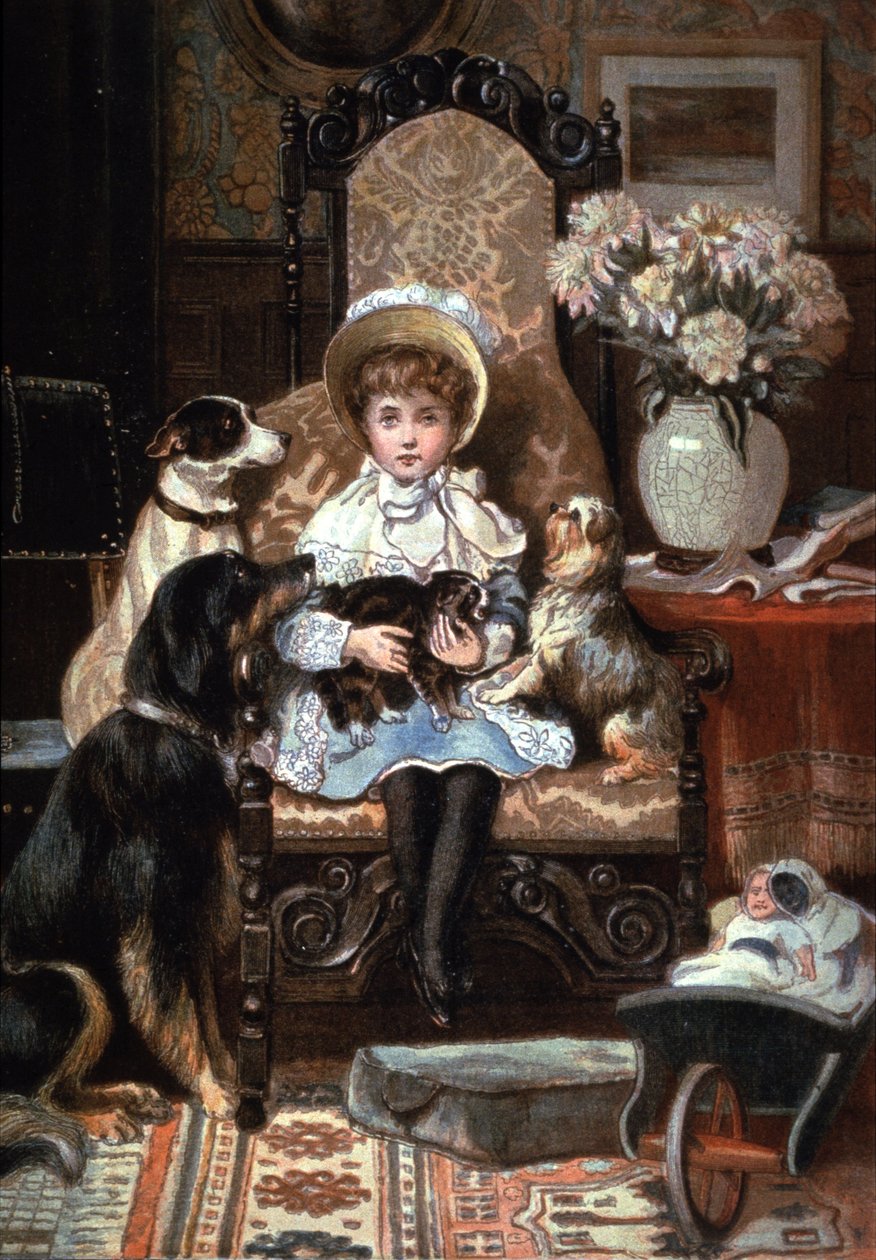 Doddy e o seu animal de estimação, c.1885 (ilustração) de Charles Trevor (after) Garland