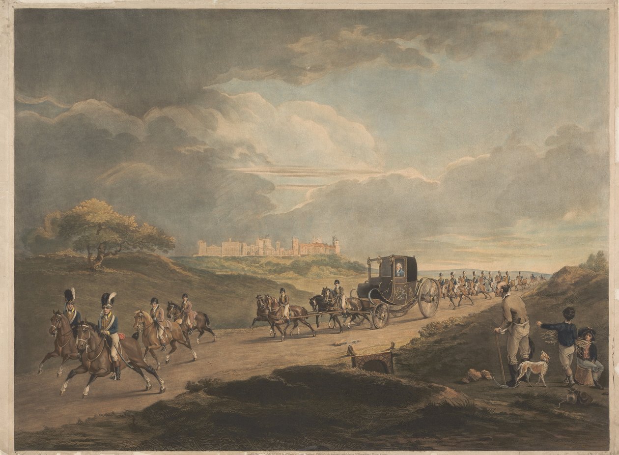 Sua Majestade, na sua carruagem de viagem, regressando à cidade vindo de Windsor de Charles Turner
