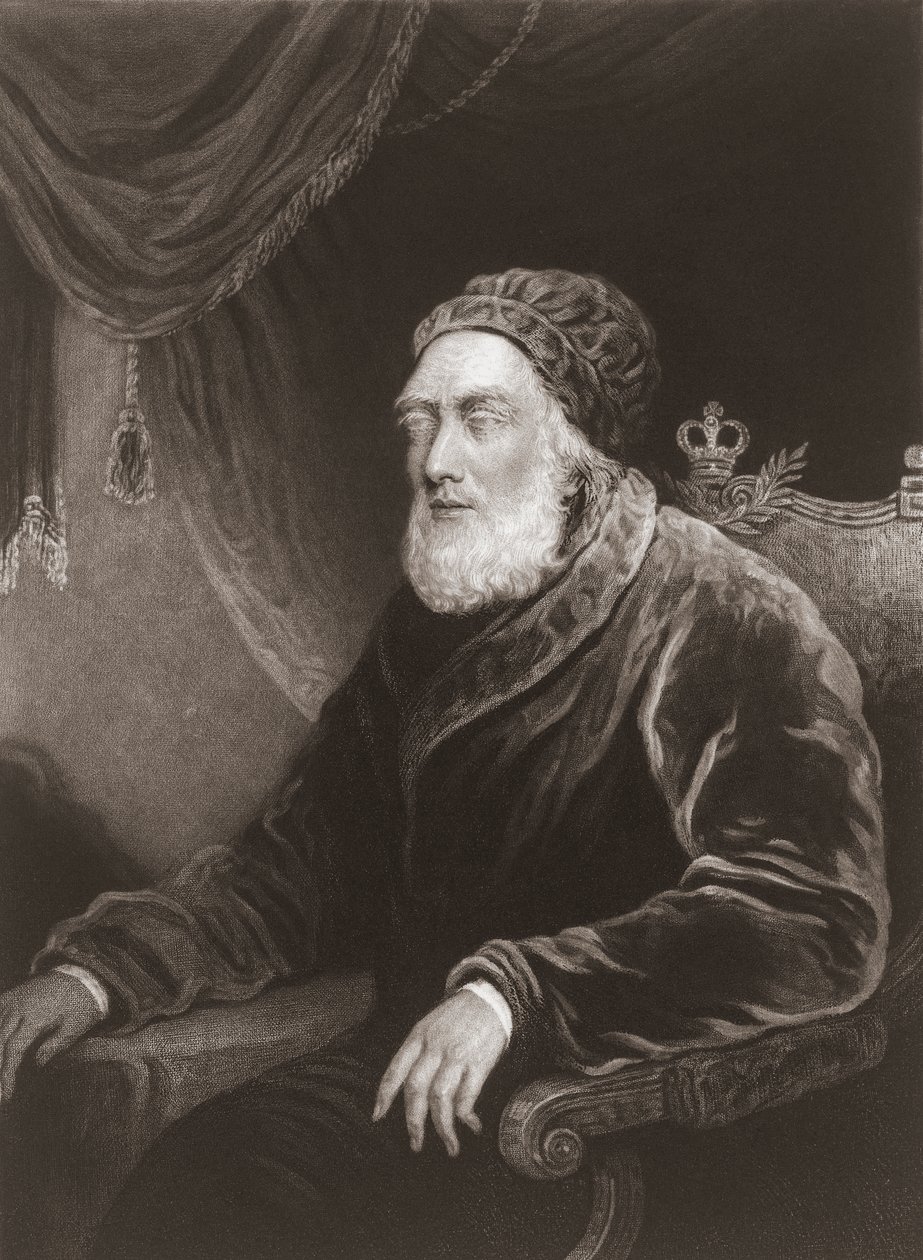 Rei Jorge III em idade avançada. Retrato. (imprimir) de Charles Turner