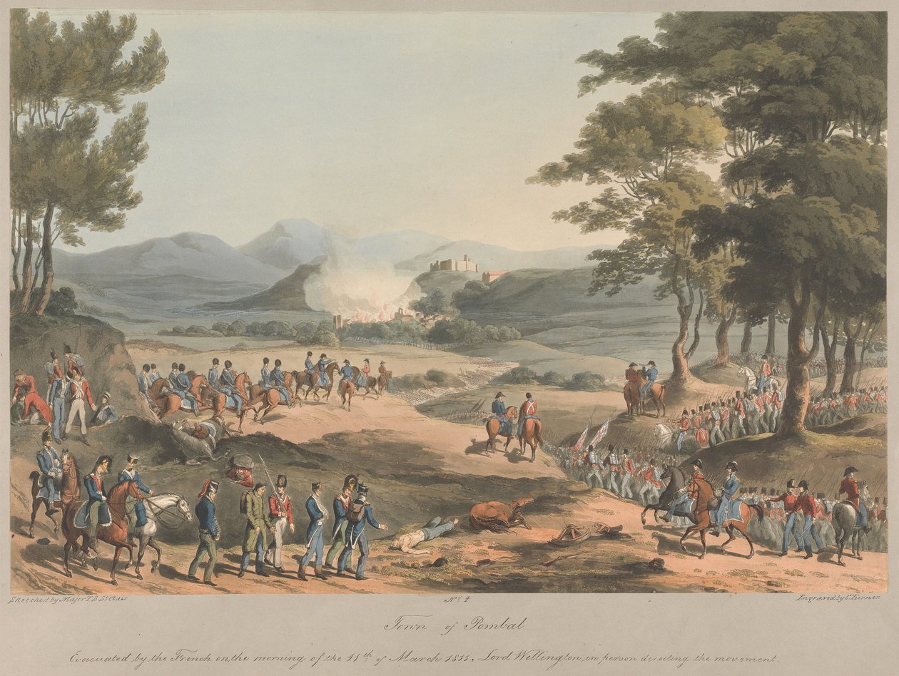 N.º 4  Cidade de Poinbal. Evacuada pelos franceses na manhã de 11 de março de 1811 de Charles Turner