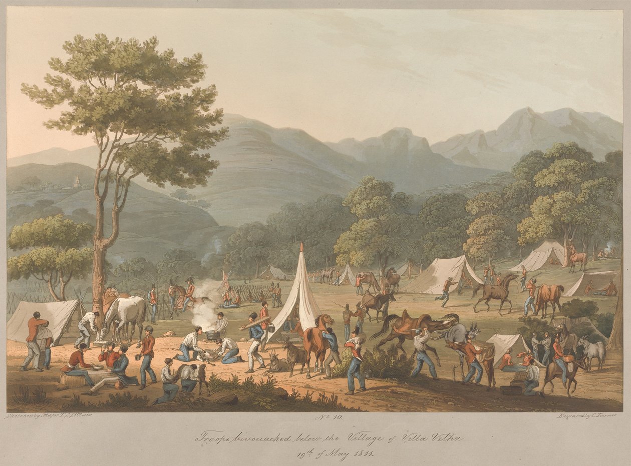 A 10.ª Tropa acampou junto à aldeia de Vila Velha, a 19 de maio de 1811 de Charles Turner
