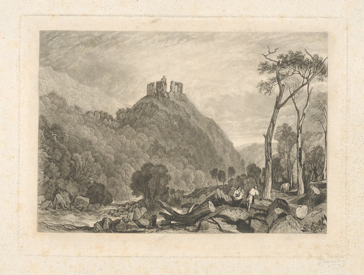 Castelo de Okehampton, no Okement do Rio de Charles Turner