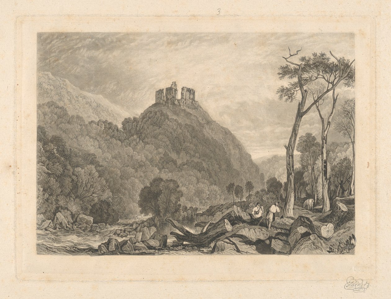 Castelo de Okehampton, no Okement do Rio de Charles Turner