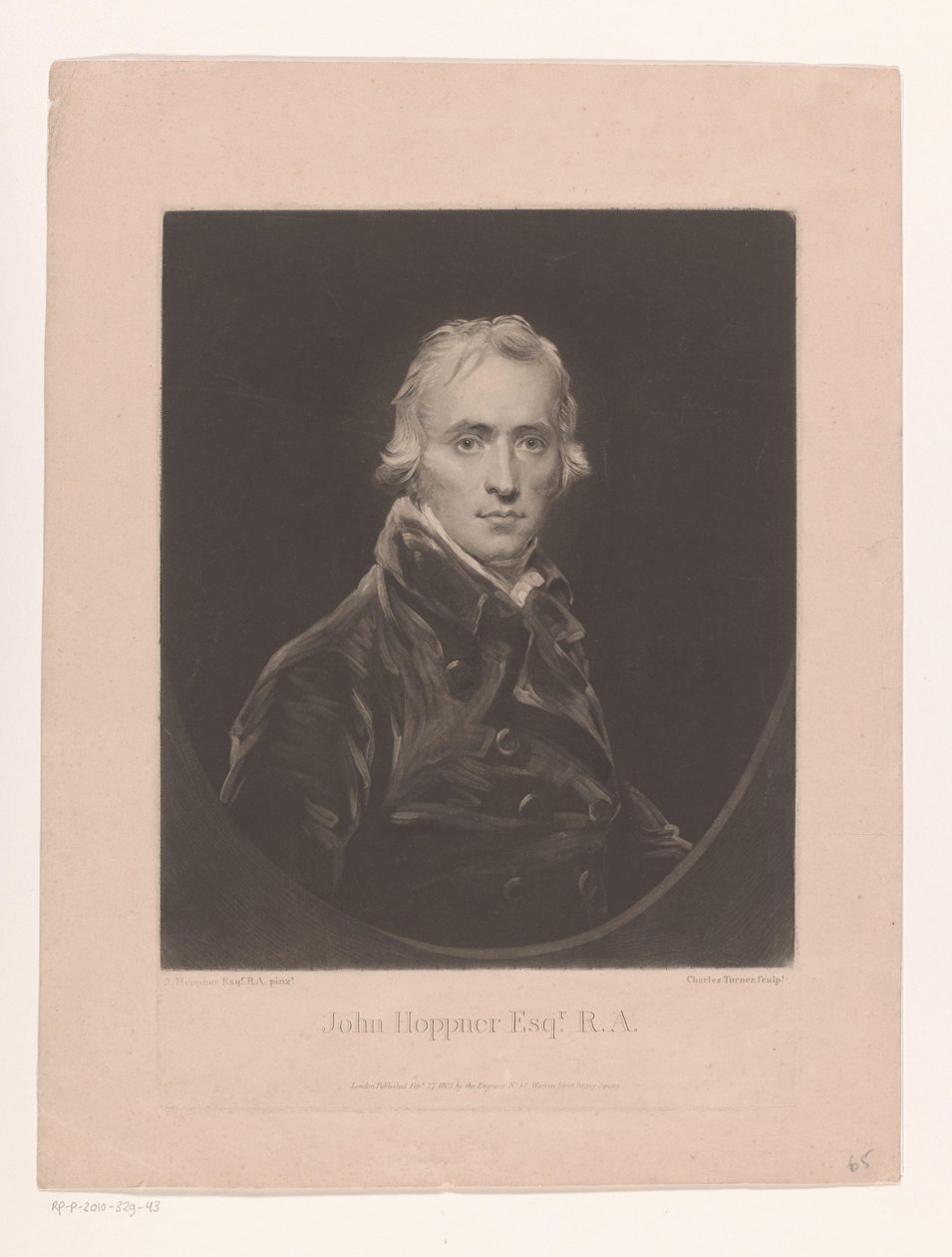 Portret de John Hoppner John Hoppner Esqr. R.A. (título no objeto) de Charles Turner