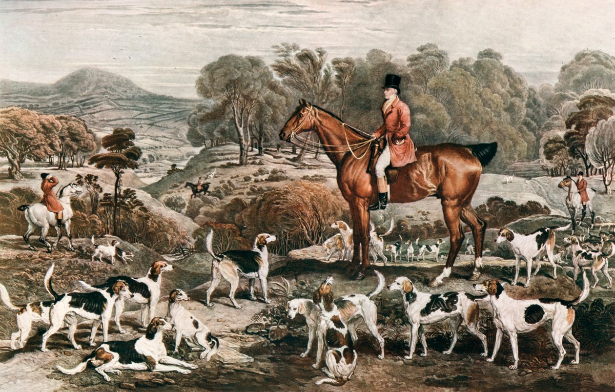 Ralph John Lambton e seu Horse Undertaker and Hounds, final do século XVIII, 1912 de Charles Turner