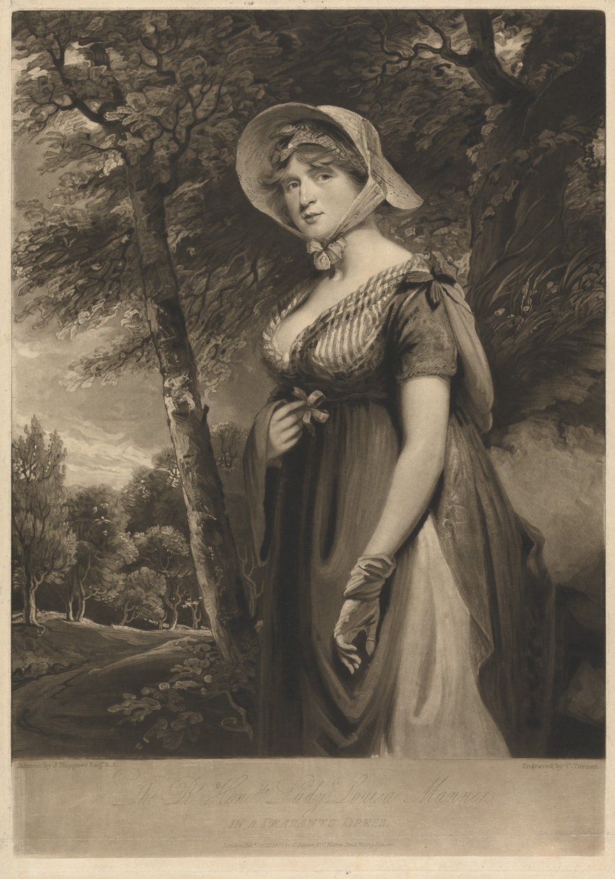 A Muito Honorável Senhora Louisa Manners com um traje camponês de Charles Turner