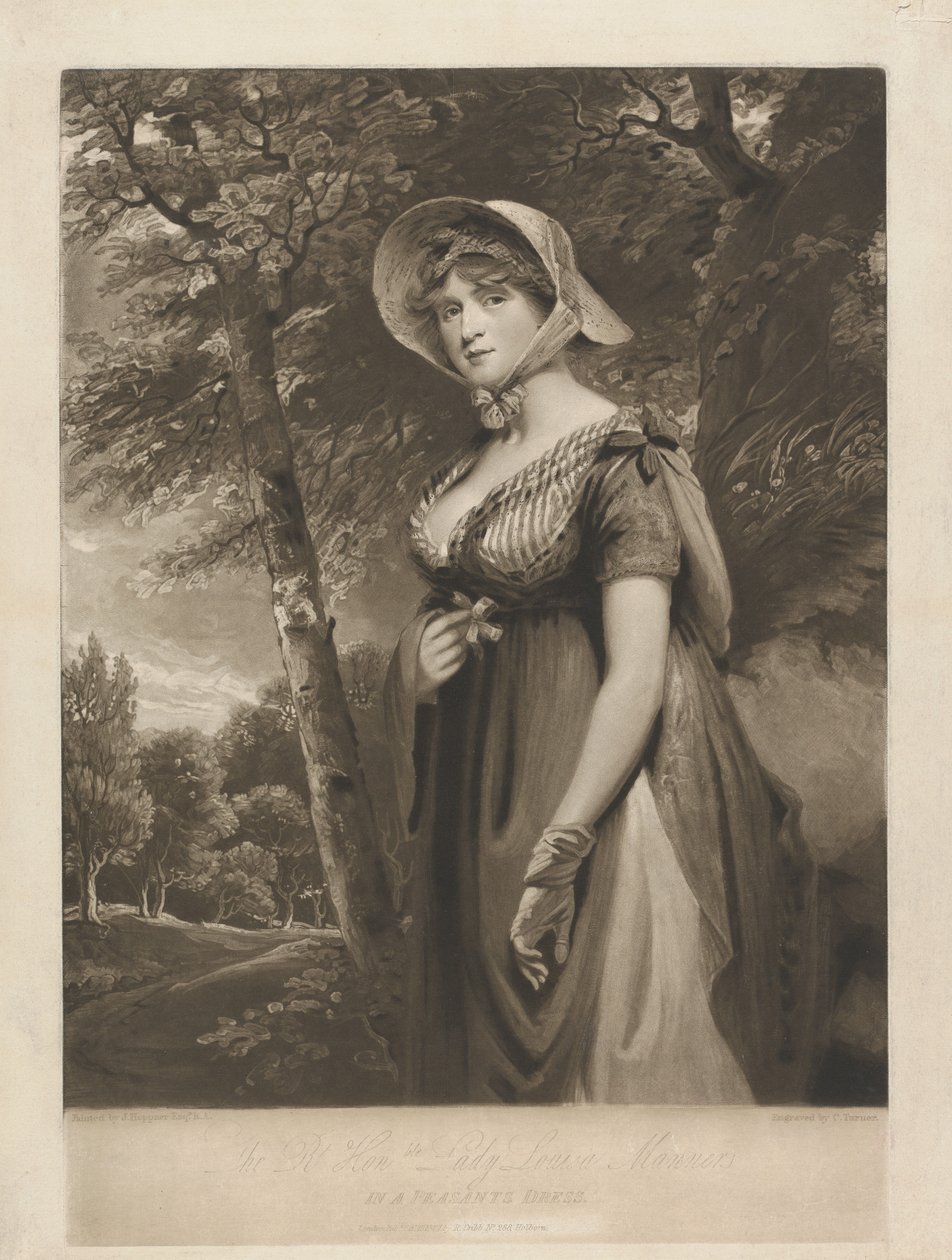 A Muito Honorável Senhora Louisa Manners com um vestido de camponesa de Charles Turner