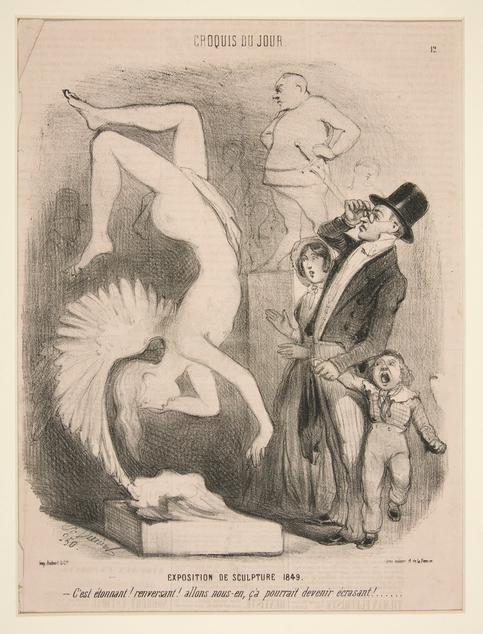 Exposition de Sculpture 1849 (Exposição de Escultura 1849), da série Croquis du Jour publicada em Le Charivari de Charles Vernier