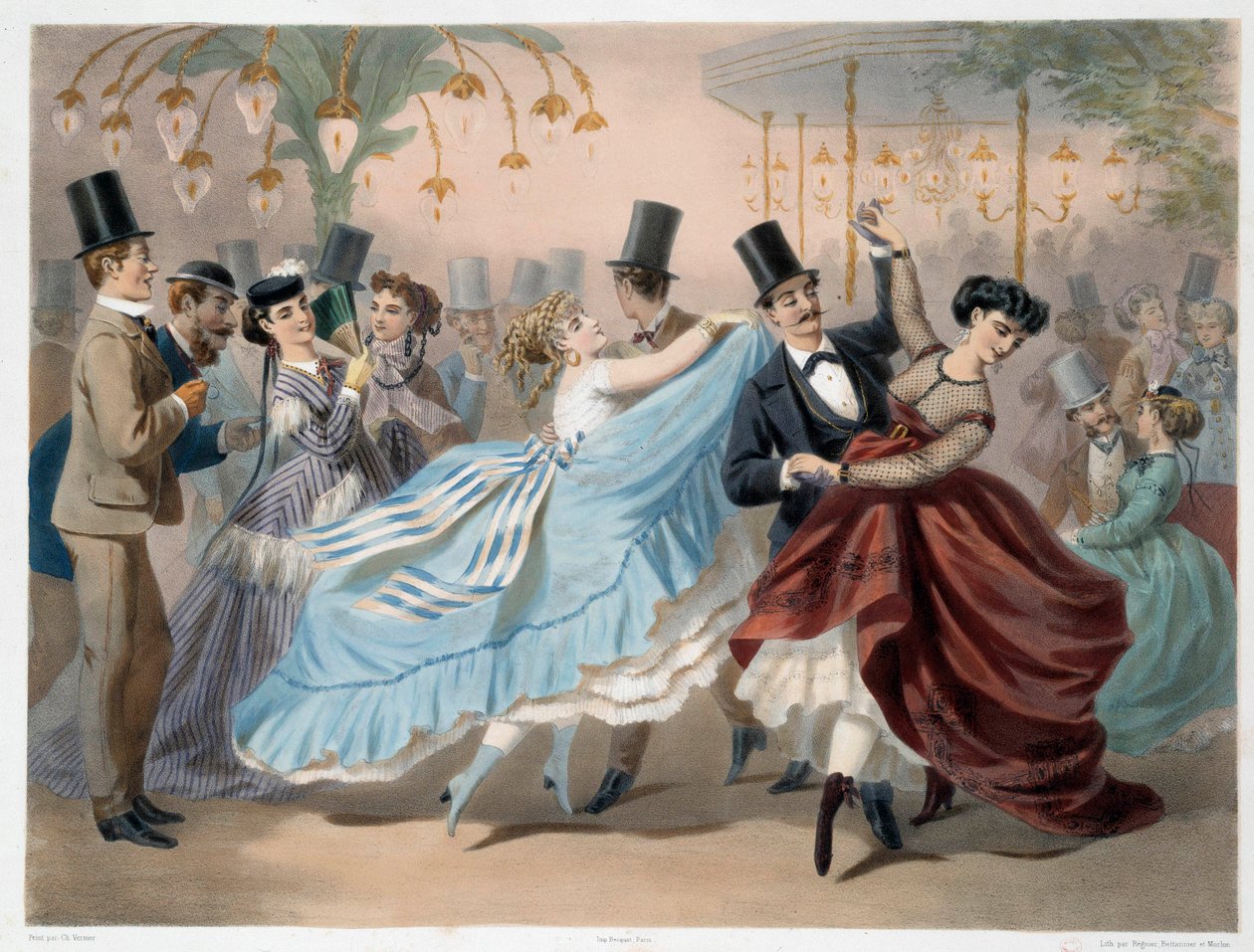 Le bal Mabille Lithographie de Charles Vernier (1831-1887) Paris do século XIX, Musee Carnavalet de Charles Vernier
