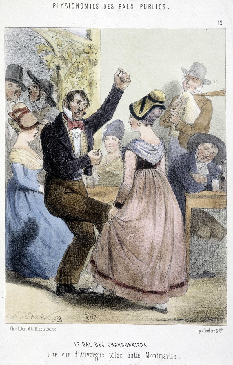 Bola popular em Paris: o baile dos Charbonniers ou uma vista de Auvergne tirada de Montmartre de Charles Vernier