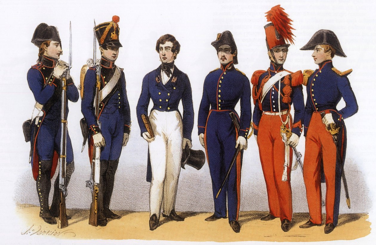 Uniformes do exército francês: Escola Politécnica, Estado-Maior e Cavalaria de Charles Vernier
