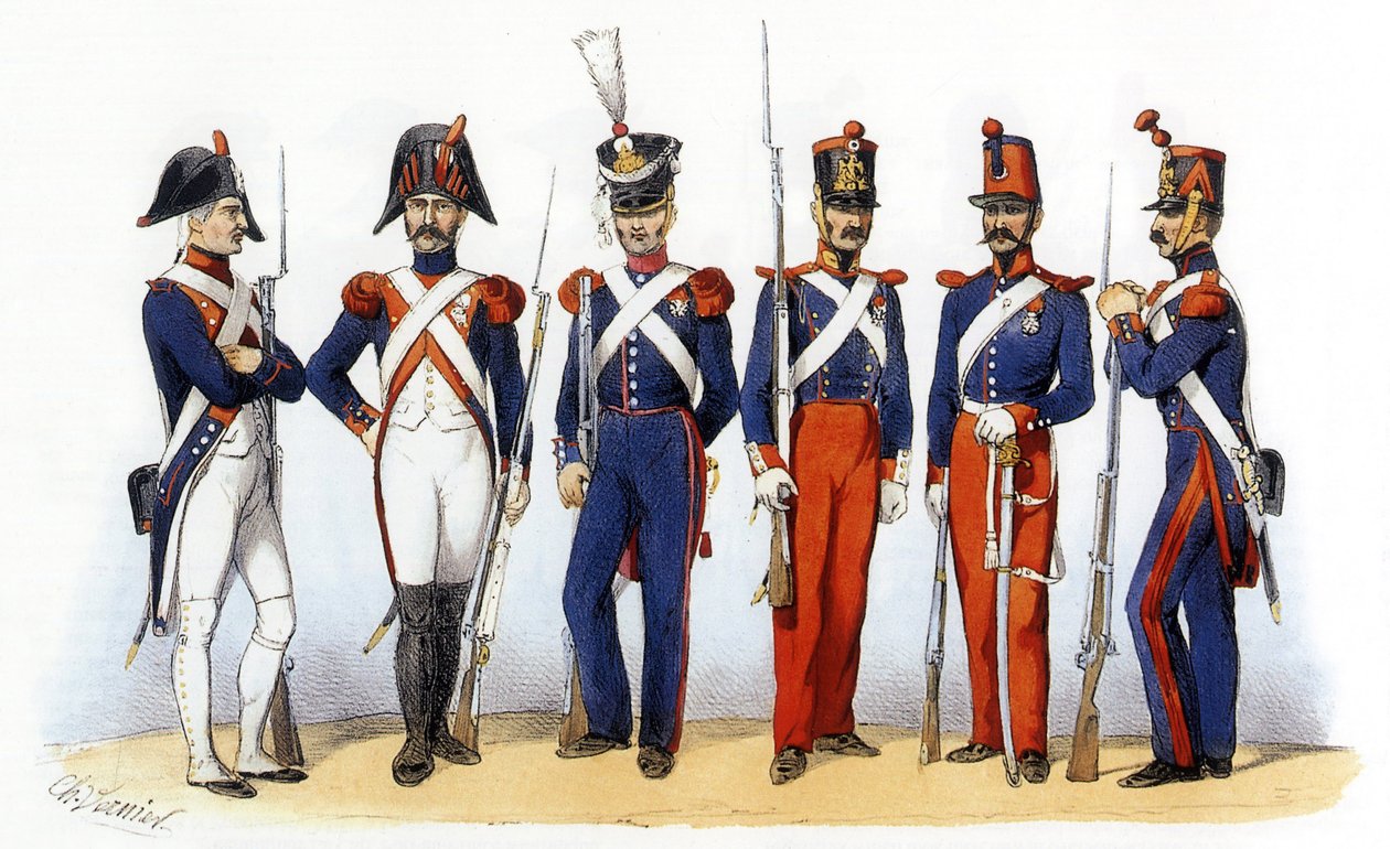 Uniformes do exército francês: veteranos de Charles Vernier