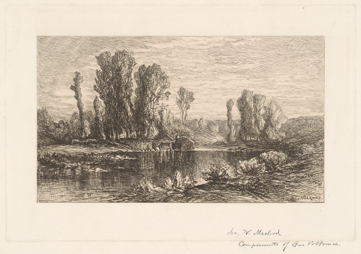 Paisagem com carroça de feno de Charles Volkmar