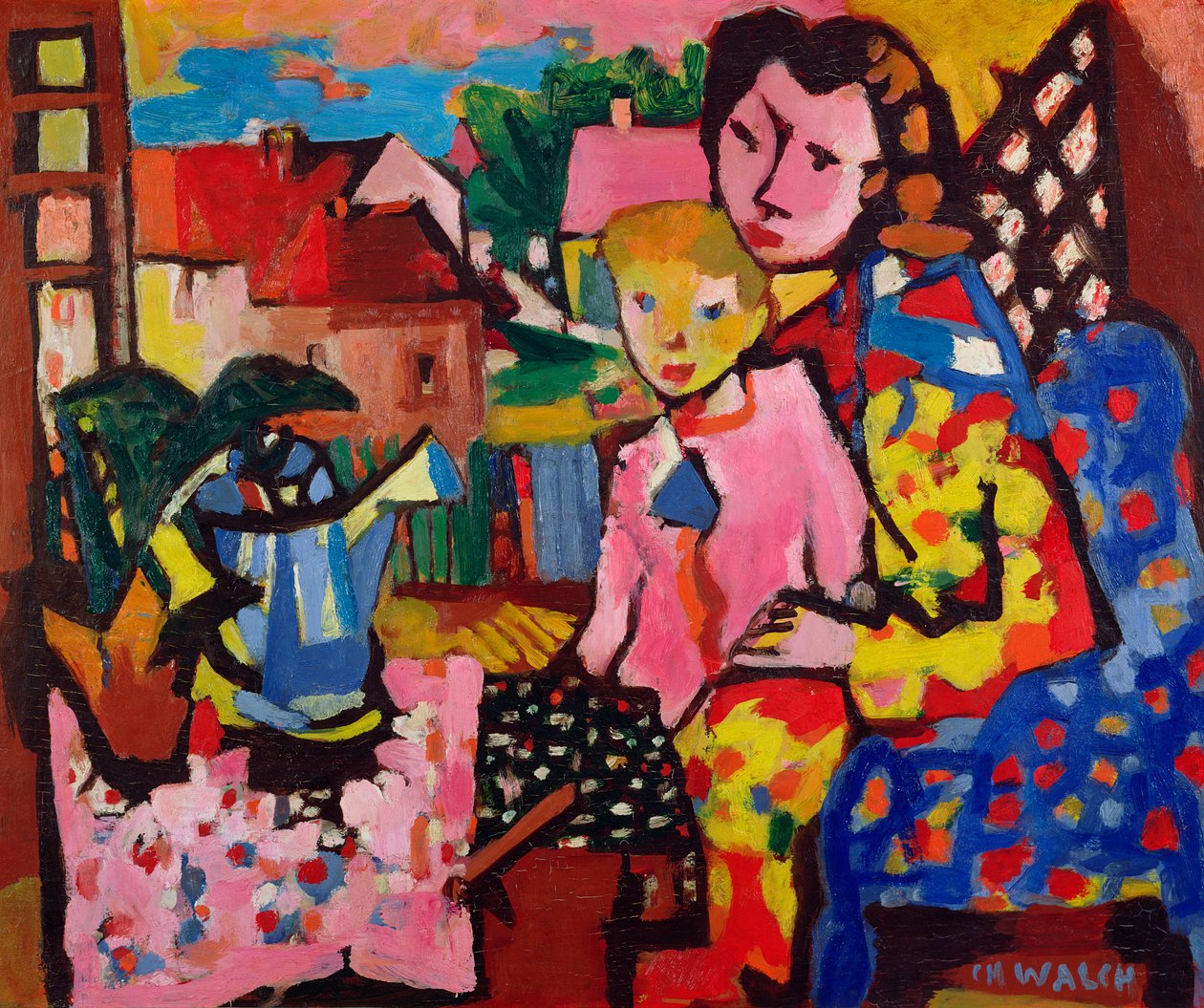Mother and Young Boy (óleo sobre tela) de Charles Walch