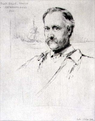 Sir Frank Short (1857-1945) pintor e gravador, Mestre do Grémio dos Trabalhadores da Arte em 1901 de Charles Watson