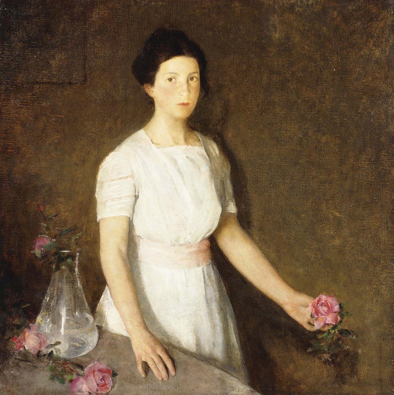 Menina com rosa vermelha de Charles Webster Hawthorne