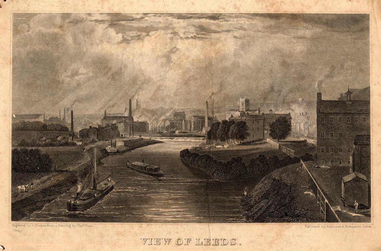 Vista de Leeds, gravada por J. Cousen, antes de 1827 (gravura) de Charles West (after) Cope