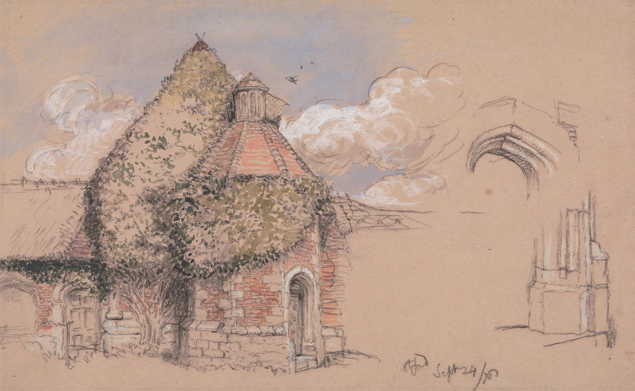 Ruínas do Palácio Antigo dos Arcebispos de Canterbury em Otford, Kent, 24 de Setembro de 1856 de Charles West Cope