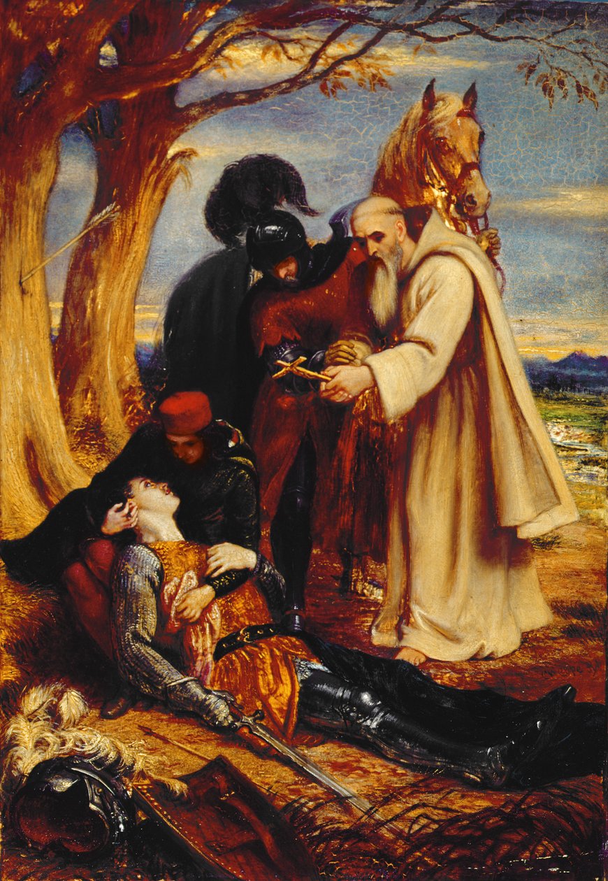 Estudo para &39;The Death of Lara&39; (óleo no painel) de Charles West Cope