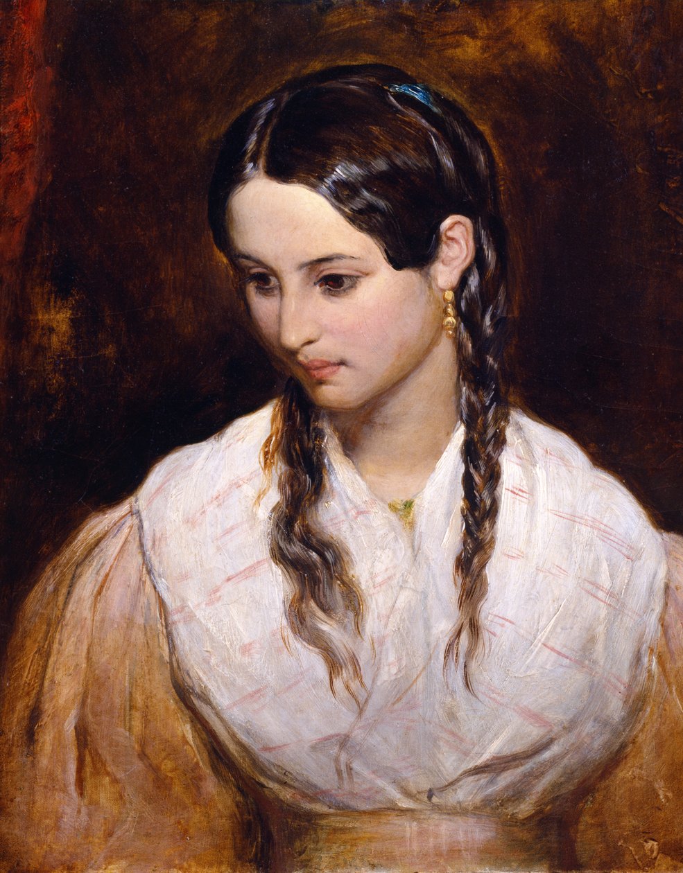 A Filha do Guardião (óleo sobre tela) (ver também 149133) de Charles West Cope
