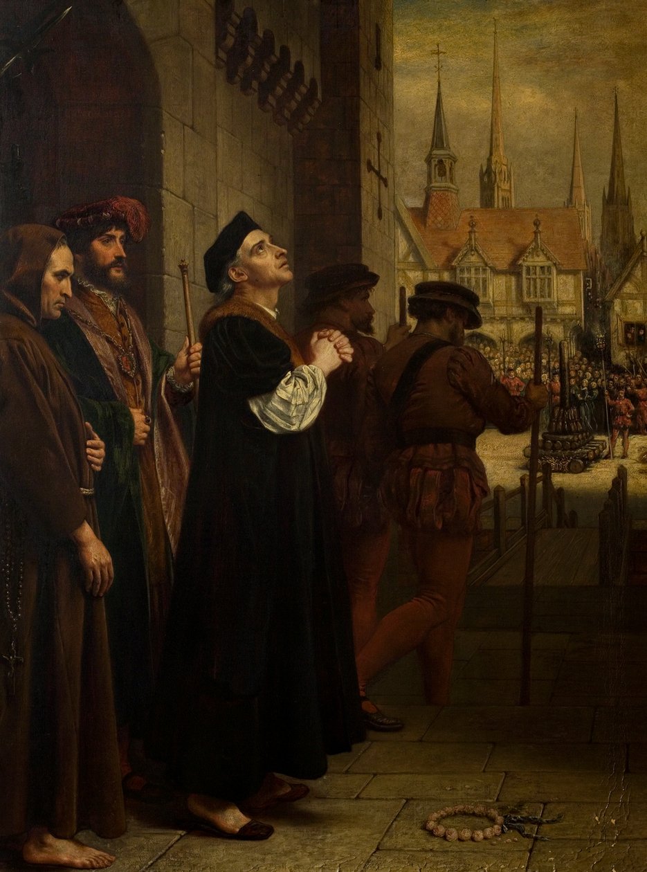 O martírio de Laurence Saunders em Coventry, painel direito do tríptico de Charles West Cope