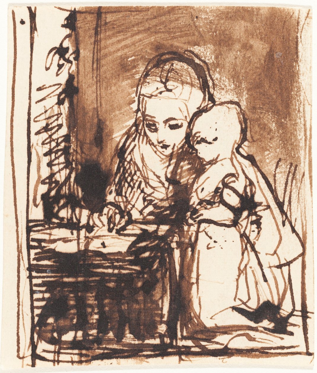 Mulher lendo para uma criança de Charles West Cope