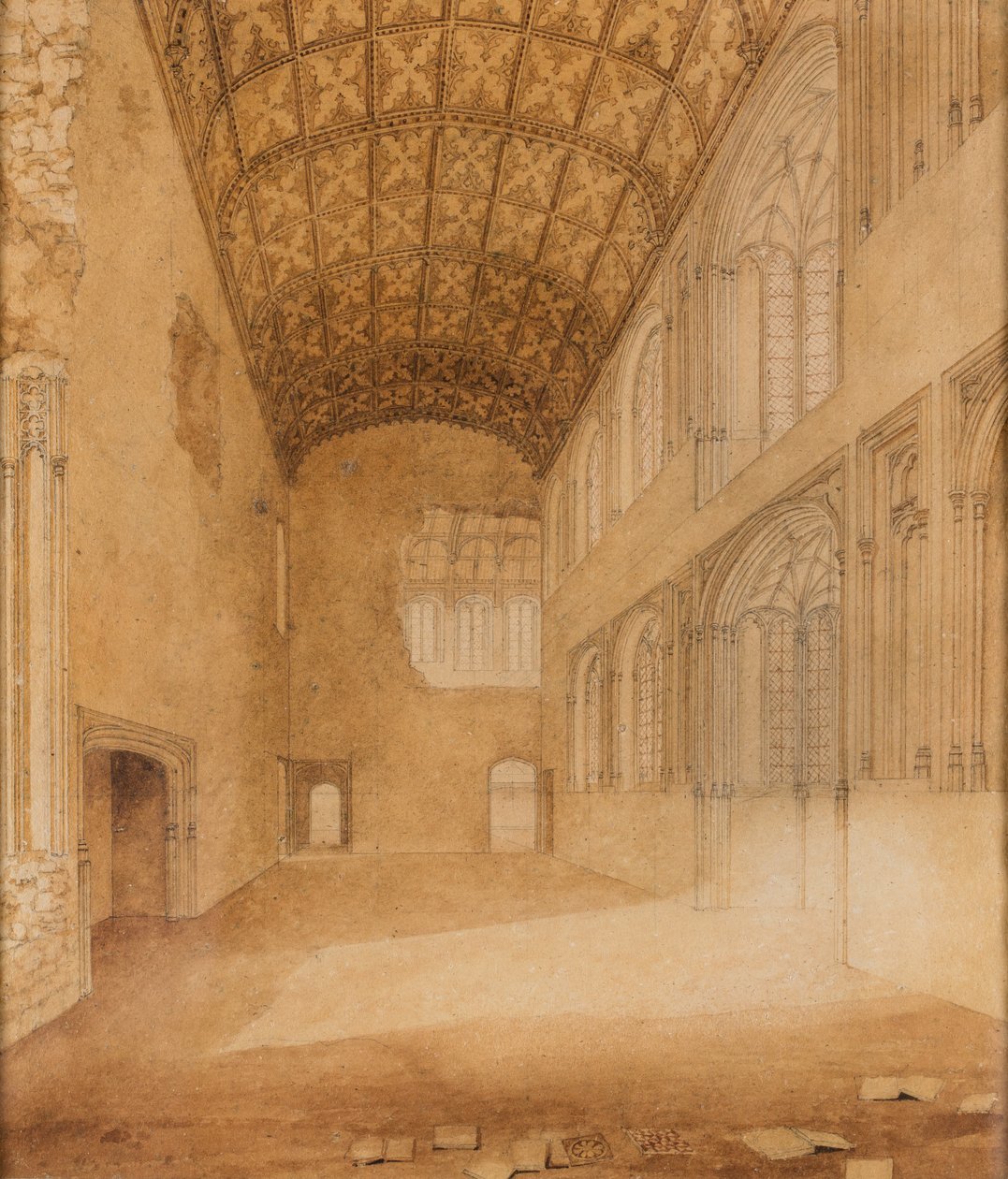Crosby Hall (n.º 1), c1818 (aguarela sobre papel) de Charles Wild