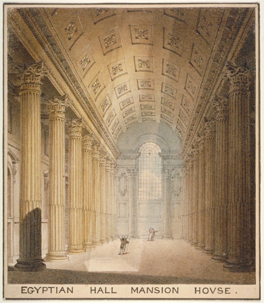 Vista interior do Egyptian Hall, Mansion House, City of London, 1820 de Charles Wild