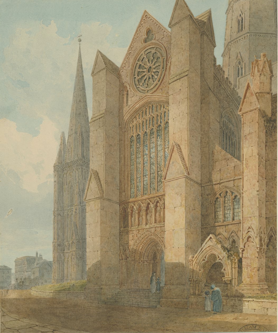 Catedral de Lichfield - Transepto do Sul: watercolour painting, [1813] de Charles Wild