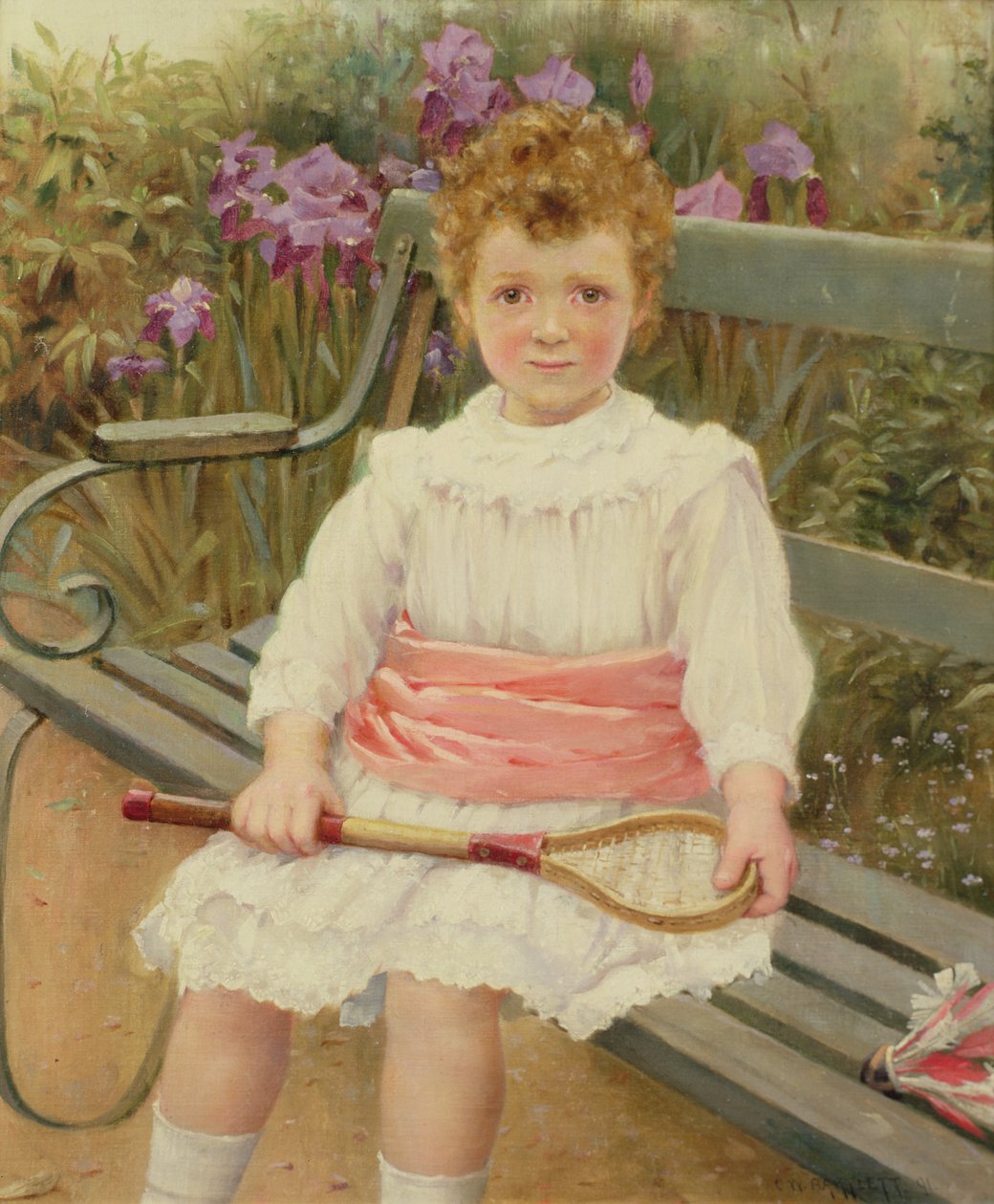 Menina, com, um, raquete badminton de Charles William Bartlett